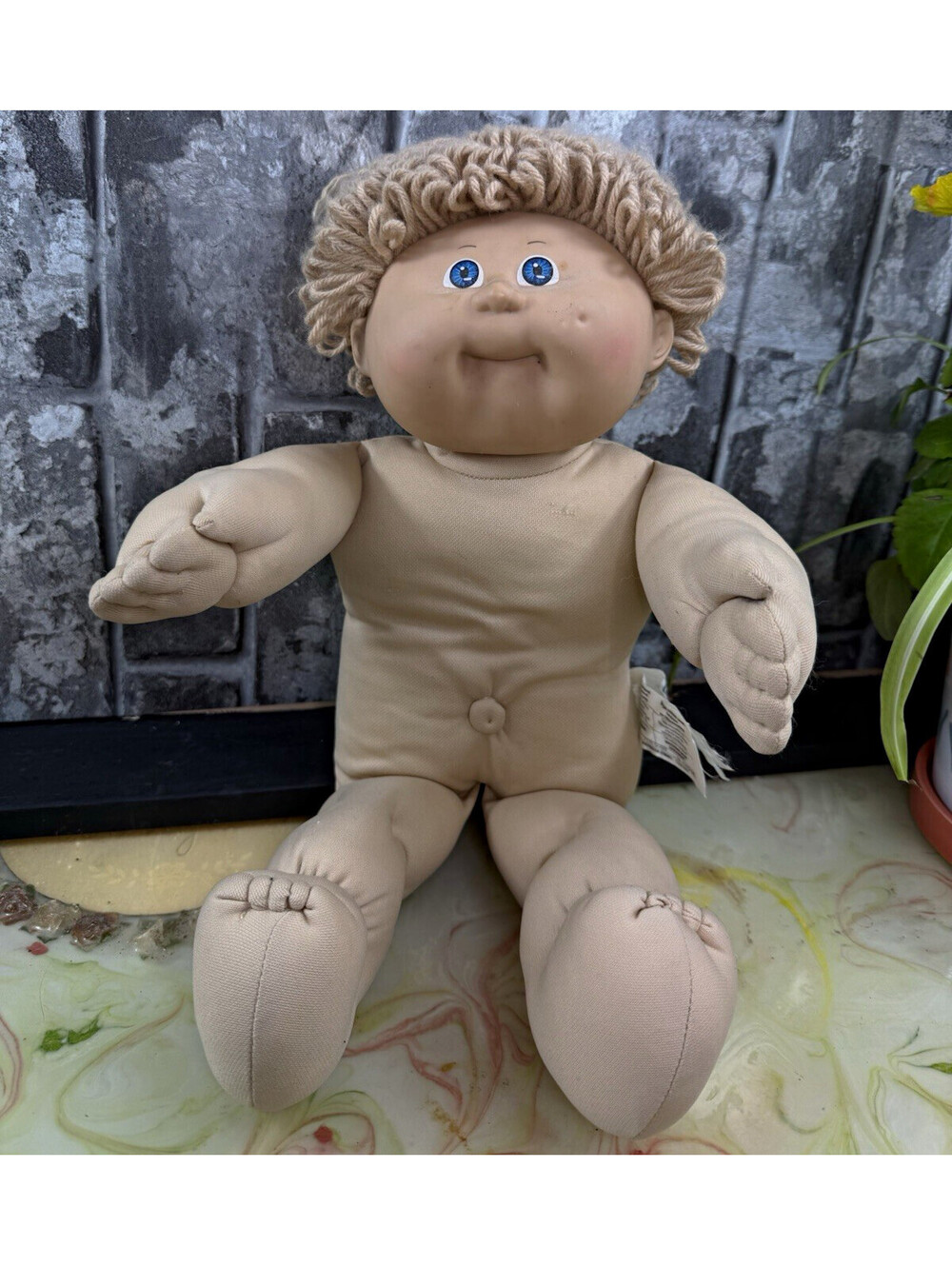 Cabbage Patch Kids 16in Soft Body Doll 1982 Blue Eyes Blonde Curly Signed